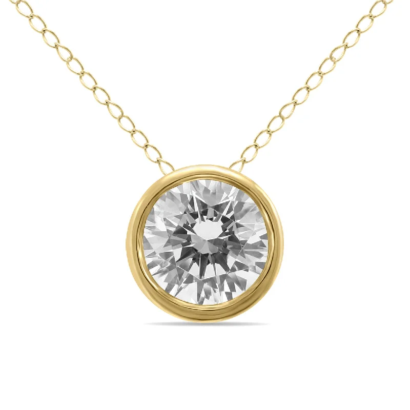 Get The Jewelry You Love At A Price You Love Contemporary Chic Promotions 1/2 Carat Round Solitaire Diamond Bezel Set Pendant In 14K Yellow Gold