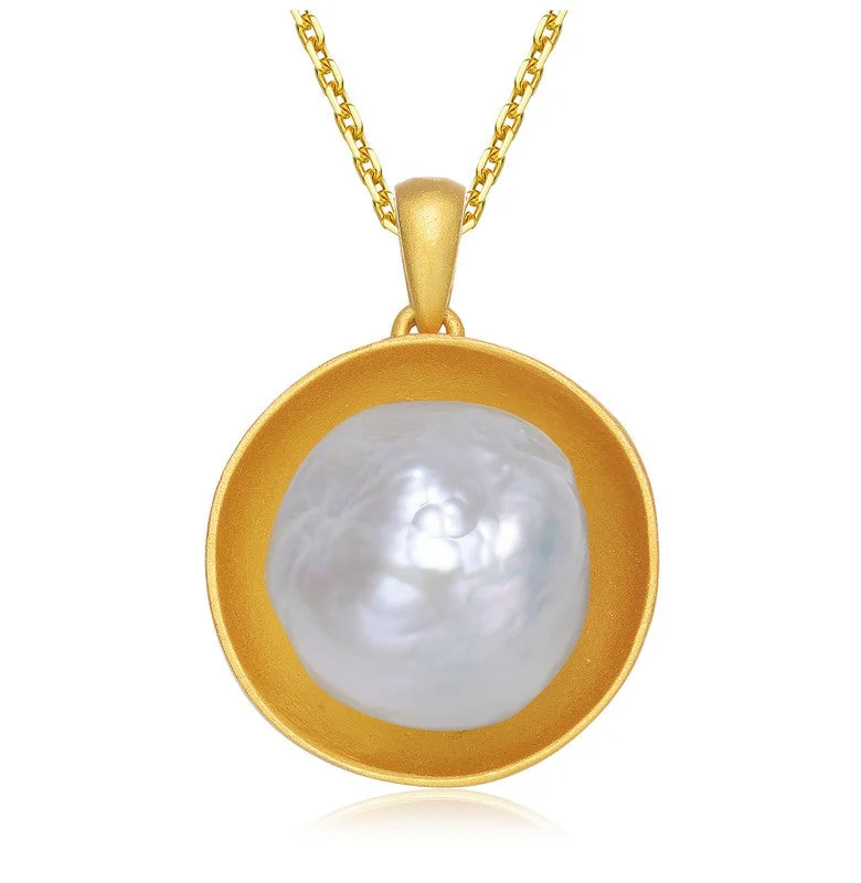 Unmissable Jewelry Clearance – Final Reductions Modern Fashion Sale GENEVIVE Sterling Silver Gold Plated Freshwater Pearl Pendant Necklace