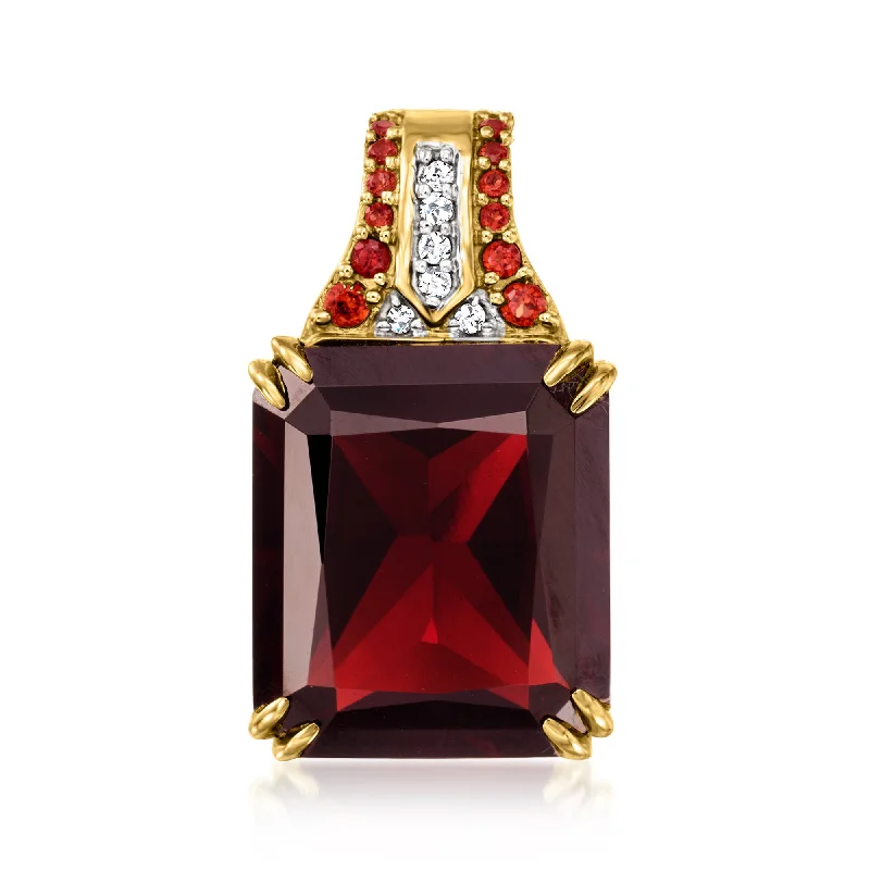 Personalized Engraved Jewelry For Meaningful Gifts Special Offers, Don't Miss Ross-Simons Garnet Pendant With Diamond Accents in 14kt Yellow Gold