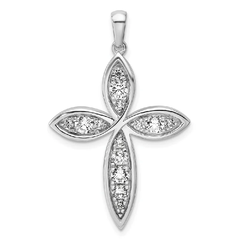 High-Quality Gemstone Jewelry For Special Occasions Final Sale 14K White Gold Lab Grown Diamond Cross Pendant (0.75ct, VS, G-H)