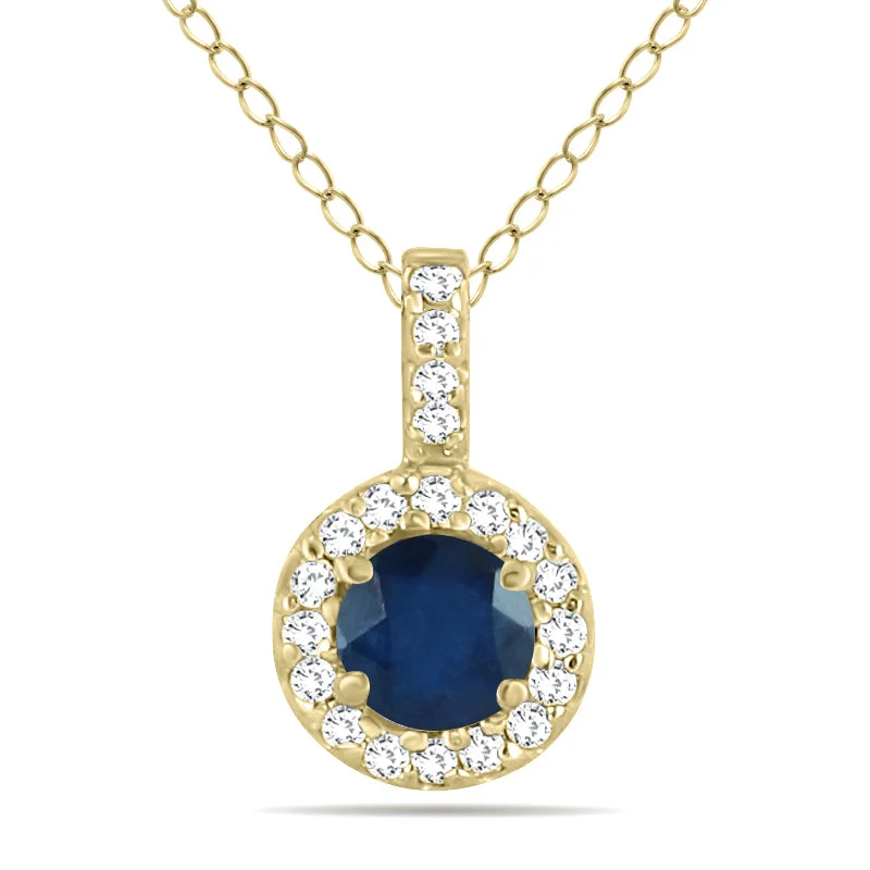 Flash Jewelry Sale – Get Stunning Pieces At Low Prices Sophisticated Style Offers 1/2 Carat Tw Halo Sapphire And Diamond Pendant In 10K Yellow Gold