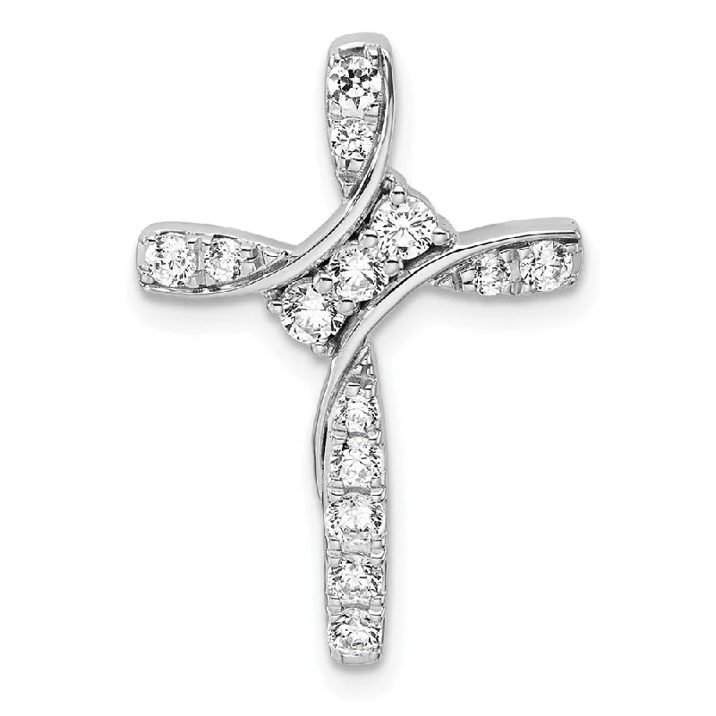 Fashion-Forward Geometric Jewelry For Contemporary Style Hot Deals 14K White Gold Lab Grown Diamond Cross Chain Slide Pendant (0.5ct, VS, G-H)