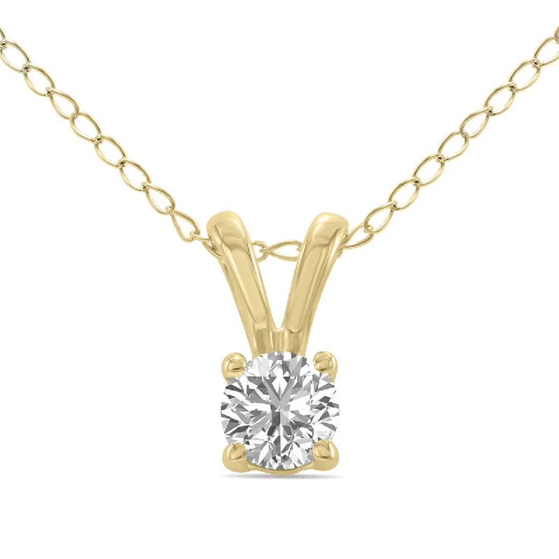 Exclusive Jewelry Markdowns – Limited-Time Offer Everyday Elegance Sale 1/4 Carat Lab Grown Diamond Round Solitaire Pendant In 14K Yellow Gold