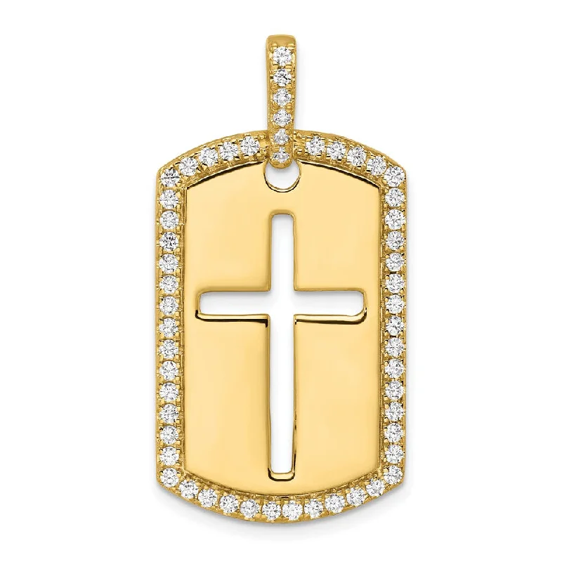 Shop Dazzling Jewelry With Special Promotional Discounts Limited Stock, Big Discounts 14K Gold Lab Grown Diamond Cross Dog Tag Pendant (0.8ct, VS, D-E)