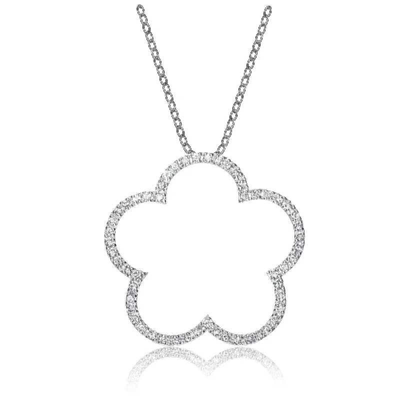 Affordable Luxury Jewelry – Style At A Great Price Retro Style Promotions GENEVIVE Sterling Silver Cubic Zirconia Flower Shape Necklace