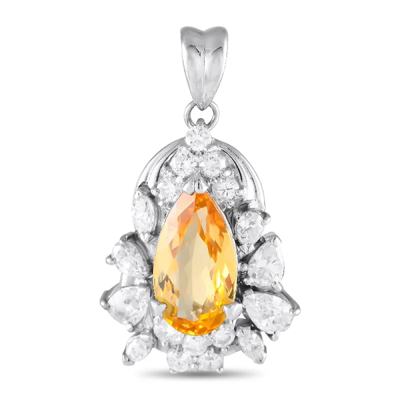 Bestselling Jewelry Now On Sale – Elevate Your Look Stylish Statements LB Exclusive Platinum 1.47ct Diamond and Imperial Topaz Pendant MF20-120524