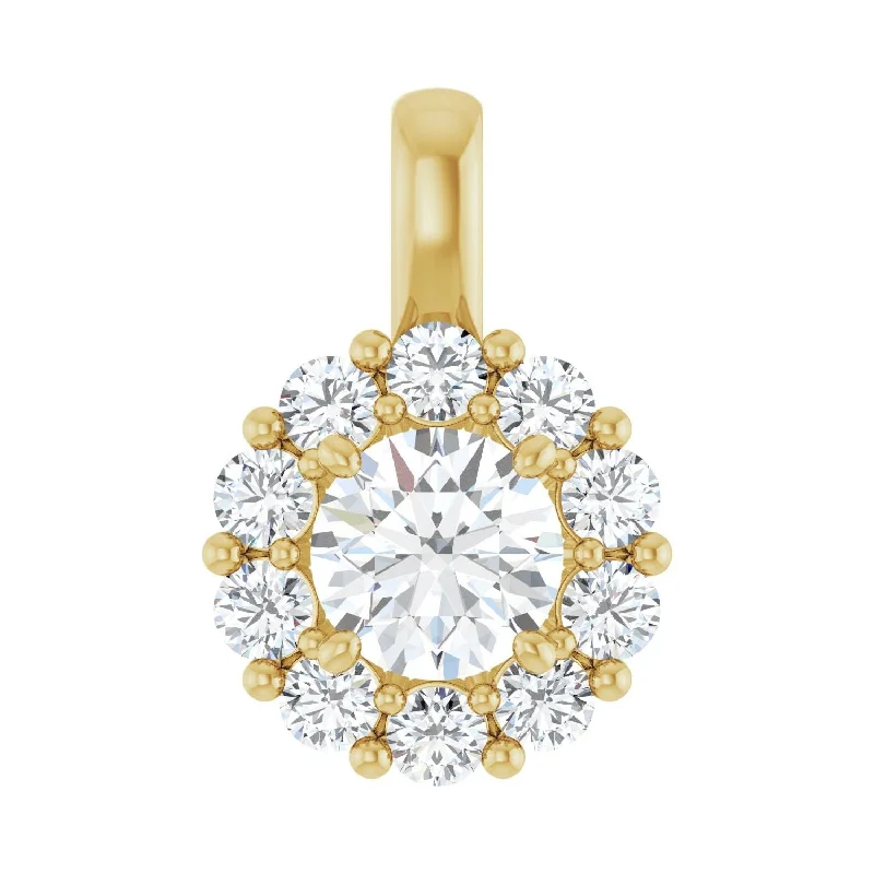 Elevate Your Outfit With Discounted Statement Jewelry Budget Friendly 14k Gold 1ct Lab-Grown Diamond Halo-Style Pendant