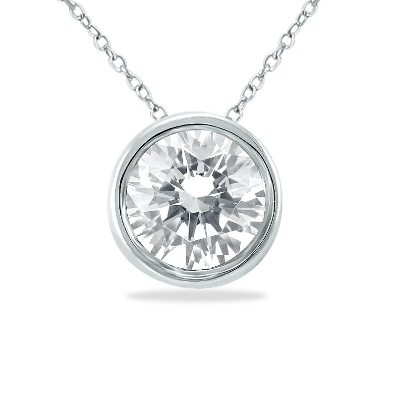 Don't Miss Out On Jaw-Dropping Jewelry Discounts Avant-Garde Style Promotions 1 Carat Diamond Bezel Pendant In 14K White Gold