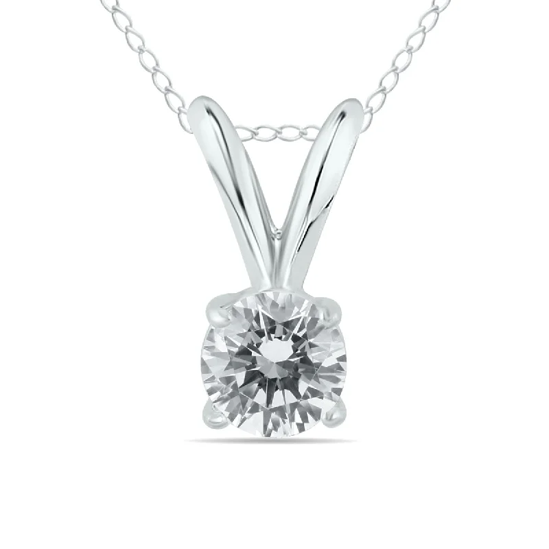 Modern Jewelry At Exclusive Discounts – Shop Today Timeless Elegance Redefined 1/7 Carat Round Diamond Solitaire Pendant In 14K White Gold