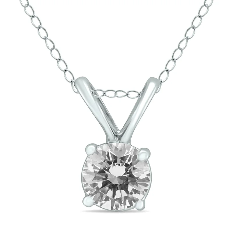 Shop Dazzling Jewelry At The Best Prices Seasonal Sale 3/8 Carat Solitaire Natural Diamond Pendant In 14K White Gold