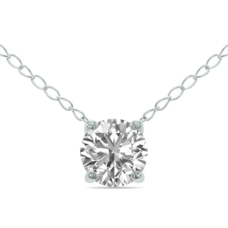 Discounted Jewelry For A Glamorous Look Special Offer Lab Grown 1/2 Carat Floating Round Diamond Solitaire Pendant In 14K White Gold