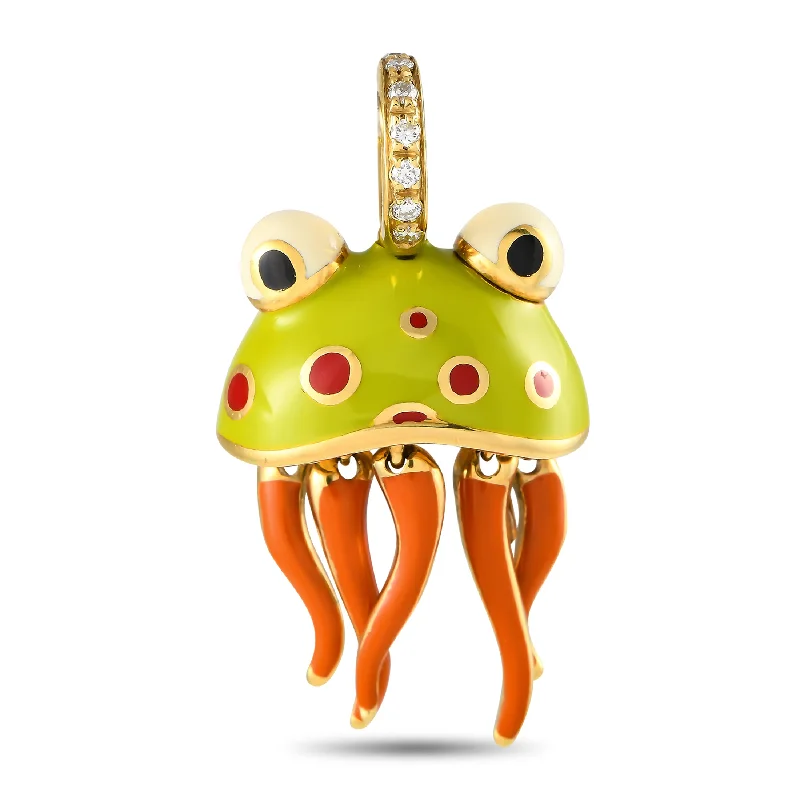 Shop Handcrafted Jewelry At Special Promotional Rates Modish Fashion Discounts Aaron Basha 18K Yellow Gold Diamond and Enamel Jellyfish Charm AB22-111324