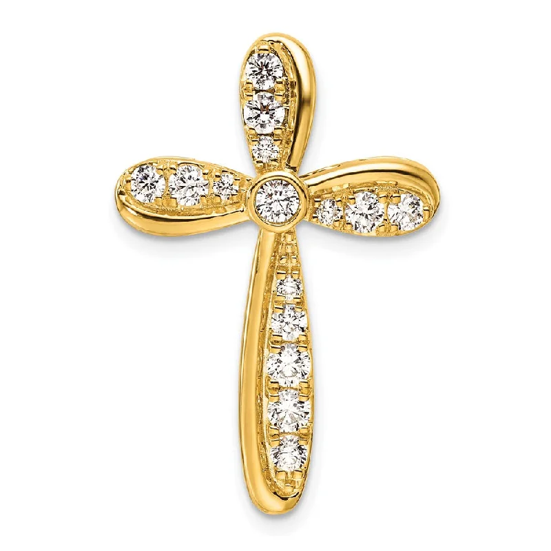 Affordable Glamour – Premium Jewelry At Special Prices Embrace New Fashion 14k Yellow Gold Lab Grown Diamond Cross Chain Slide Pendant (0.75ct, VS, G-H)