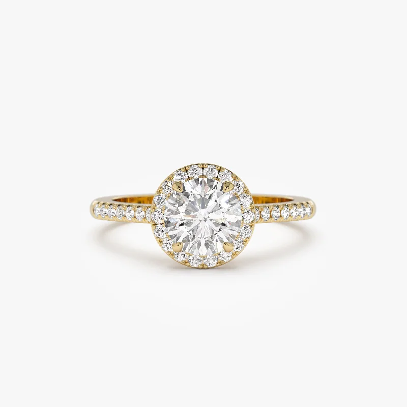 Holiday Jewelry Sale – Perfect Gifts At Great Prices Premium Style 1.25 ctw 14K Halo Setting Round Brilliant Lab Grown Diamond Engagement Ring - Aria