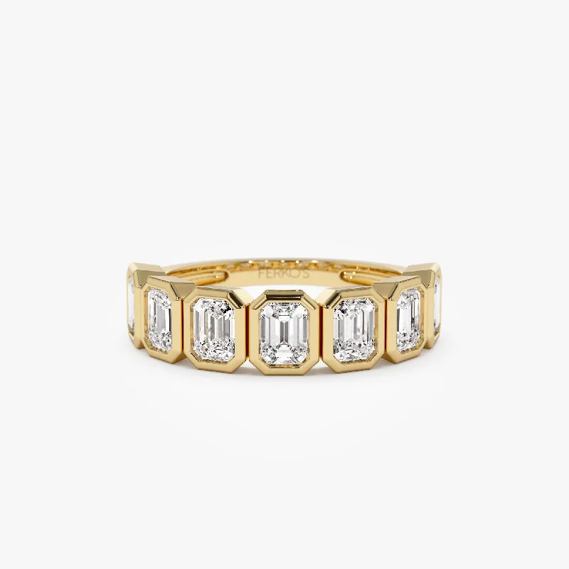 Fine Jewelry, Limited-Time Offers Available Best Deals Of The Season 1.45 ctw 14k Bezel Setting Seven Stone Emerald Cut Lab Grown Diamond Wedding Ring - Zoey