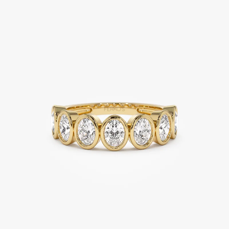 Timeless Elegance, Temporary Discounts – Act Fast Fall Sale, Prices Drop 1.45 ctw 14k Bezel Setting Seven Stone Oval Shape Lab Grown Diamond Ring - Avery