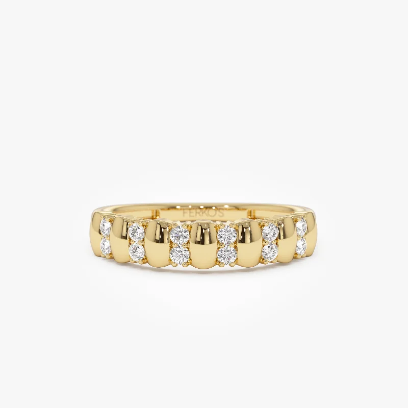 Elevate Your Outfit With Discounted Statement Jewelry 14K Alternating Diamond Bar Band