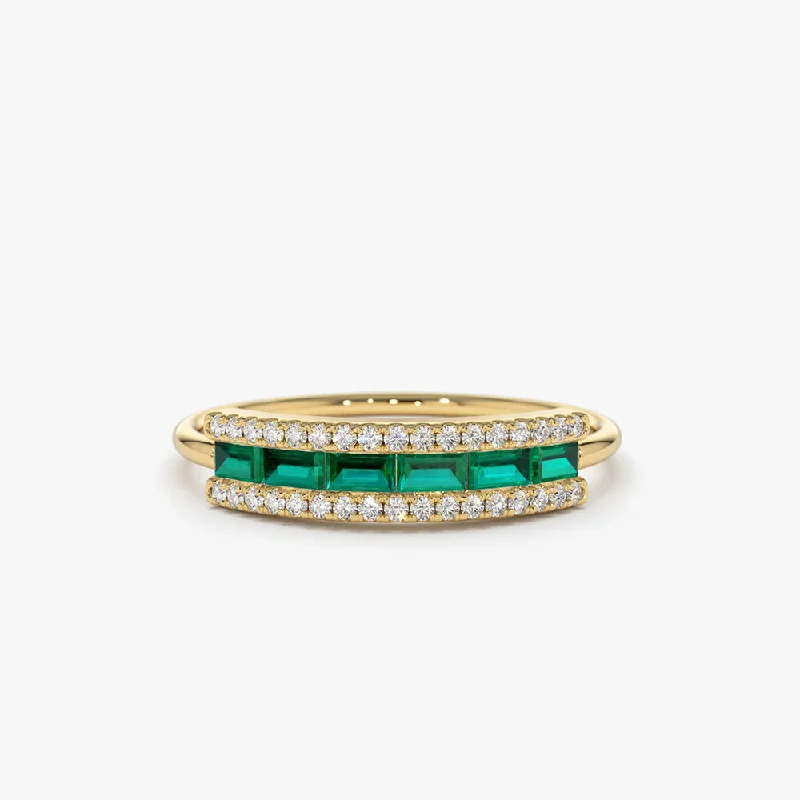 Exclusive Jewelry Markdowns – Limited-Time Offer Insane Discount Onslaught 14k Baguette Emerald and Diamonds Ring