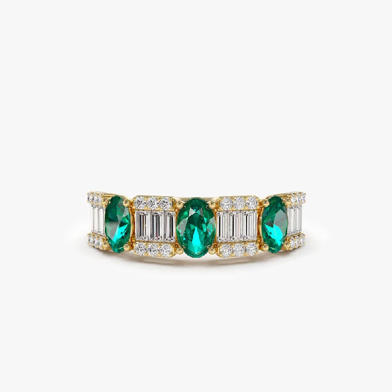 Elegant Necklaces And Bracelets At Limited-Time Offers Fall Sale, Prices Drop 14K Baguette & Round Diamond with Genuine Emerald Ring