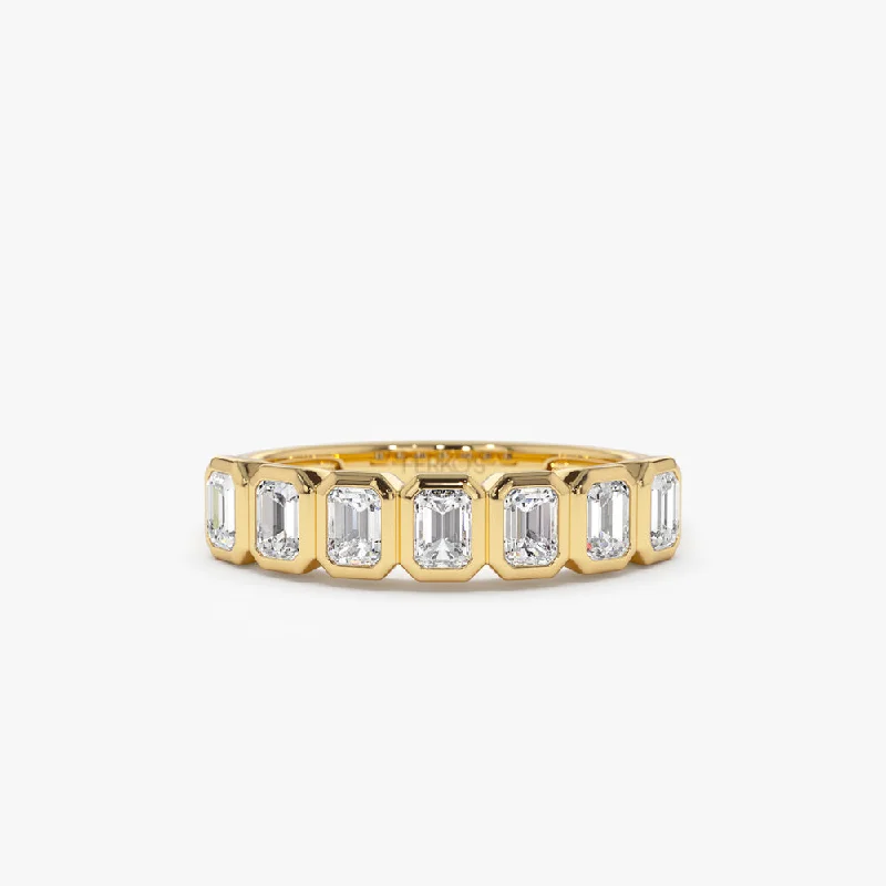 Shop Stylish Jewelry Now And Save Big Limited Time Special Offer 14k Bezel Setting Emerald Cut Diamond Wedding Band