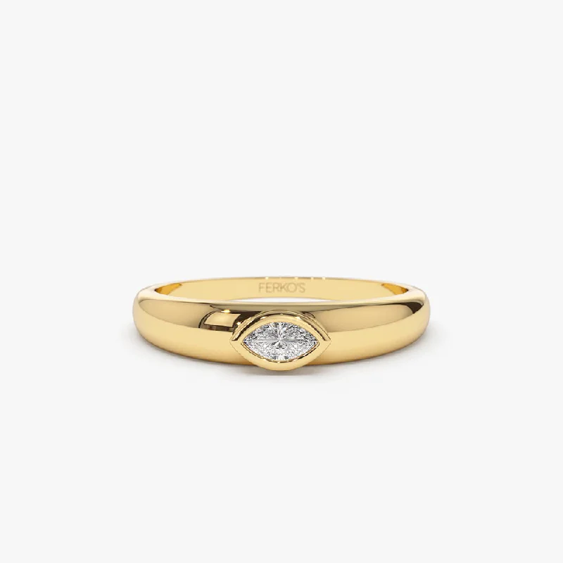 Your Dream Jewelry At Dream Prices – Shop Now Trendy Street Style 14k Dome Bezel Setting Marquise Diamond Solitaire Ring