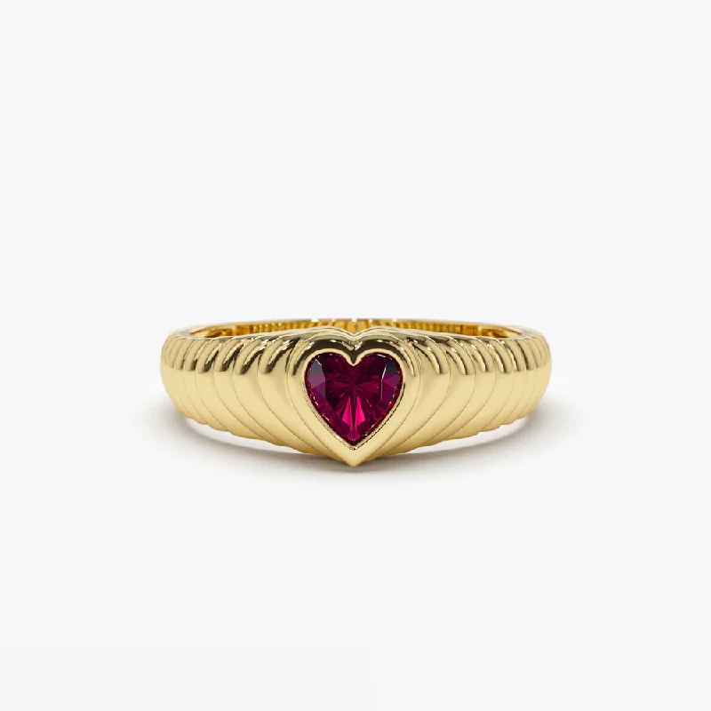 Trending Jewelry Now At Unbeatable Prices Spring Offer 14k Heart Shape Ruby Beveled Ring