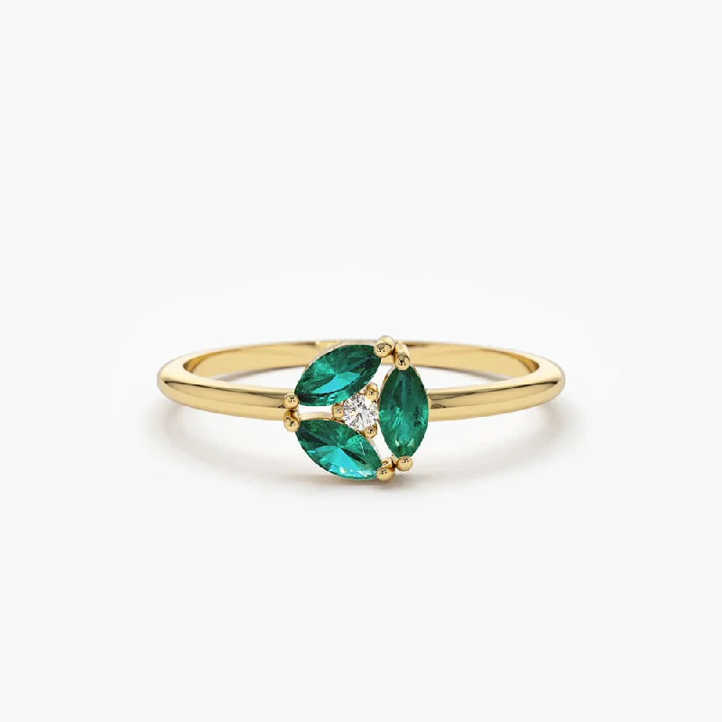 Stunning Jewelry At A Fraction Of The Price Laid-Back Fashion Offers 14K Marquise Emerald Cluster Ring