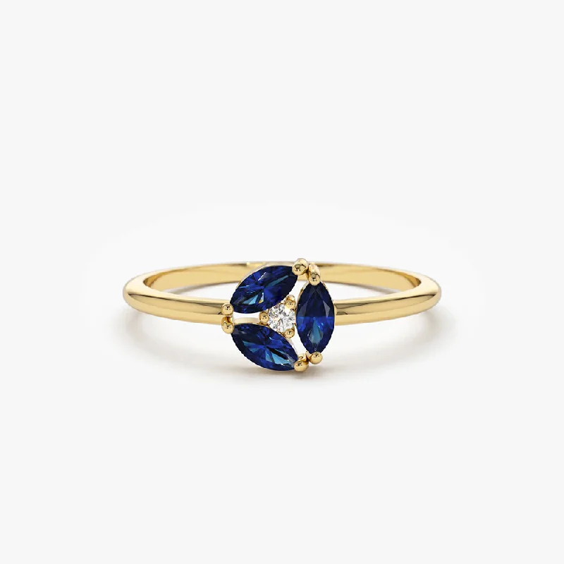 Must-Have Jewelry At Unbelievable Discounts Chic & Cozy Collection 14k Marquise Sapphire Cluster Ring