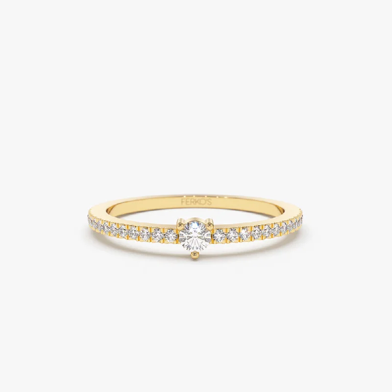 Stunning Statement Jewelry, Unbeatable Discounts New Season Fashion Preview 14k Minimalist Pave Diamond Stacking Ring