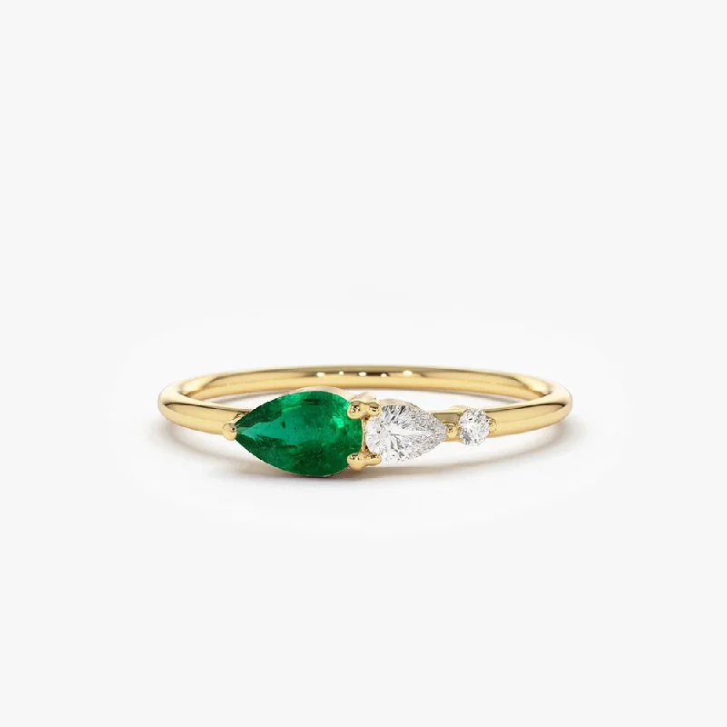 Don't Miss Out On Jaw-Dropping Jewelry Discounts Shop The Hottest Deals 14k Pear Shape Emerald and Diamond Ring