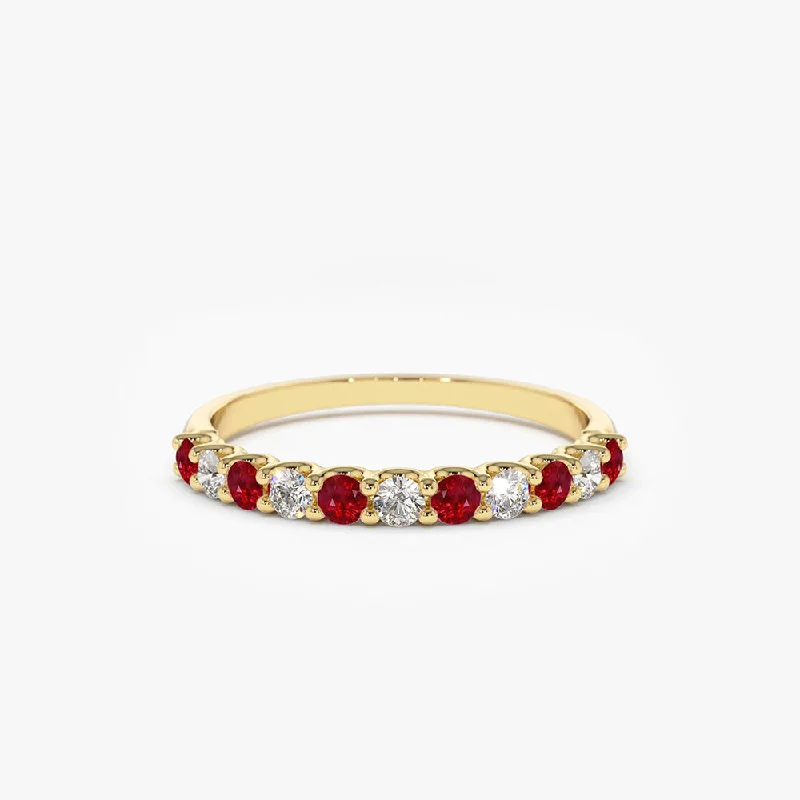 Flash Sale On Exquisite Jewelry – Don't Miss Out Relaxed Style 14k Shared Prong Ruby & Diamond Wedding Ring