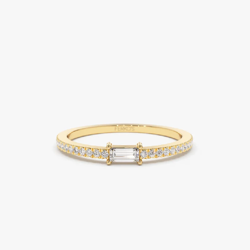 Handmade Pearl Jewelry For Timeless Elegance Cool Prices 14k Stackable Baguette Diamond Ring with Pave Diamonds