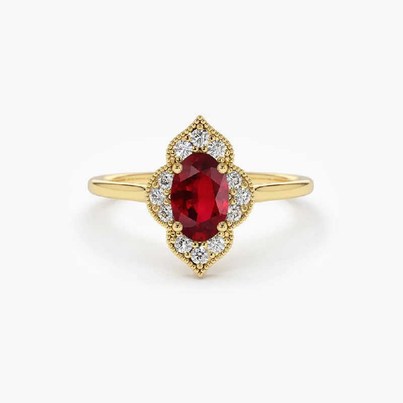 Flash Sale On Exquisite Jewelry – Don't Miss Out Retro Style Promotions 14k Victorian Genuine Ruby Ring