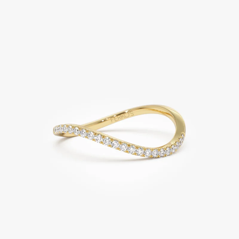 Timeless Elegance, Temporary Discounts – Act Fast 14k Waive Design Micro Pave Diamond Ring