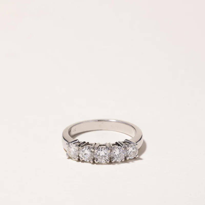 Shop Dazzling Jewelry At The Best Prices Smart Casual Deals 14k White Gold Five Stone Diamond Ring | 1.24ctw | SZ 6.5