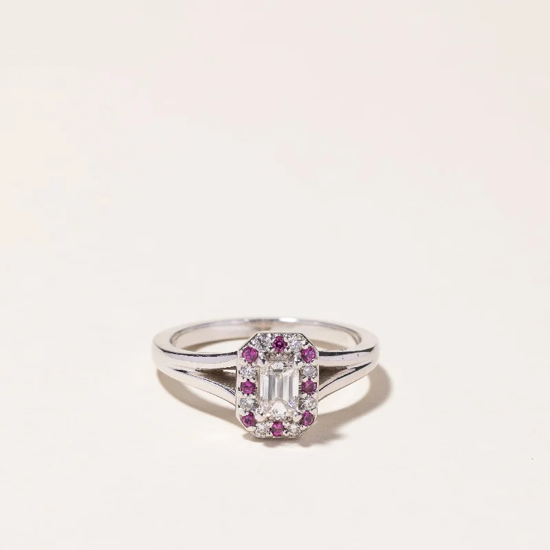 Unique Jewelry For Less – Shop The Sale Now Explore What'S New 14k White Gold Diamond & Ruby Halo Engagement Ring | 0.08ctw, 0.45ctw | SZ 6.5