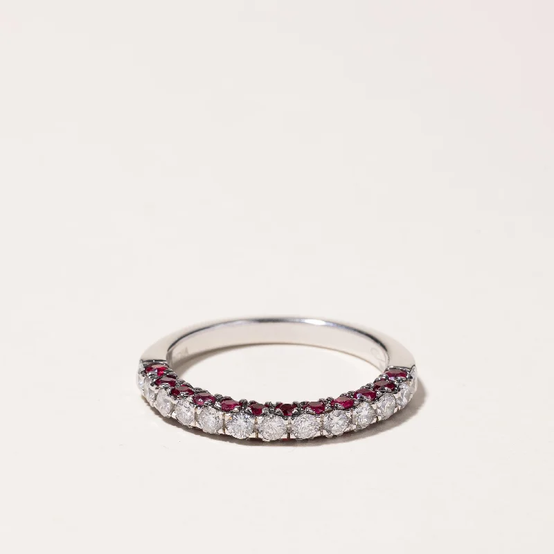 Breathtaking Jewelry, Breathtaking Prices Shop Sales 14k White Gold Ruby & Diamond Band | 1.04ctw, 0.62ctw | SZ 9