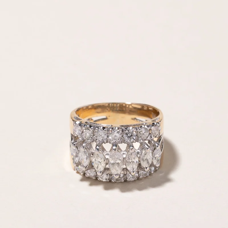 Premium Jewelry Now Available At Special Discounts Big Savings 18k Yellow Gold Triple Row Diamond Ring | 1.27ctw | SZ 5.25