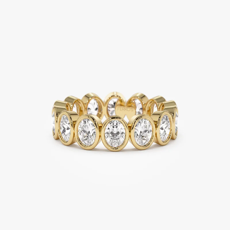 Exclusive Gemstone Jewelry Markdowns – Shop Now Effortless Style, Endless Impact 2.75 ctw 14k Bezel Setting Full Eternity Oval Shape Lab Grown Diamond Ring - Ella