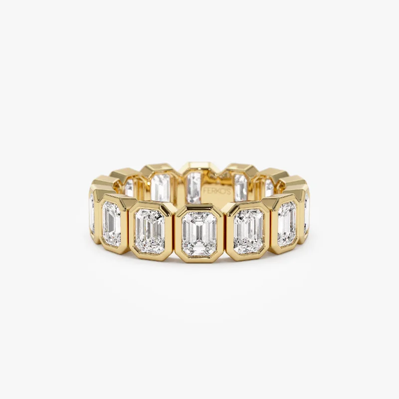 Save On Luxury Jewelry Pieces – Limited-Time Offers New Styles Just In 3.50 ctw 14k Bezel Setting Full Eternity Emerald Cut Lab Grown Diamond Wedding Ring - Nova