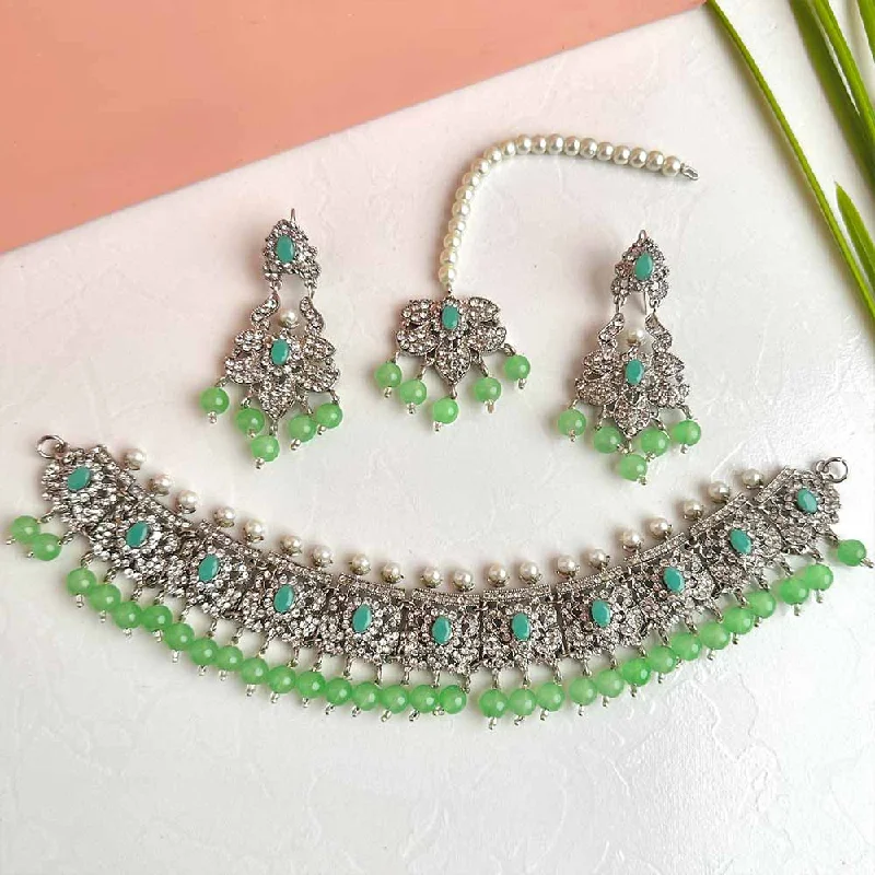 Luxury Jewelry Now At Special Promotional Rates Evening Elegance Aaima Set (Silver Light Green)