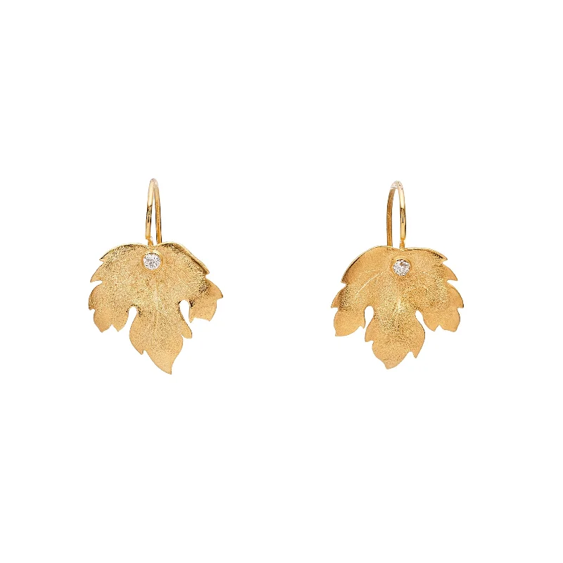 Personalized Jewelry Sale – Meaningful Gifts At Great Prices Antique Edwardian 14k Maple Leaf w/ Single Diamond Earrings