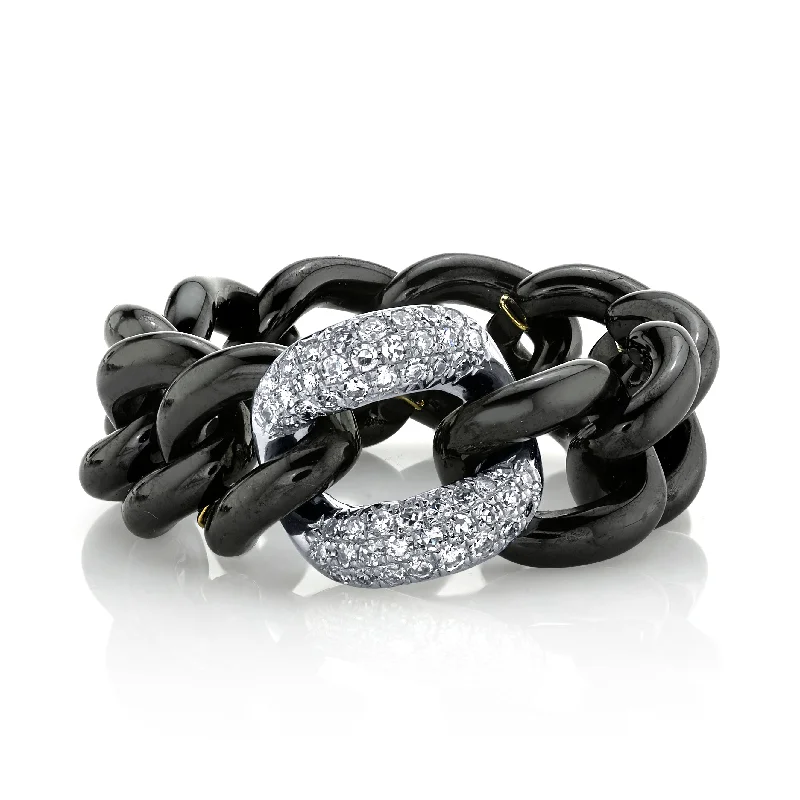 Last Chance To Shop High-End Jewelry At Markdown Prices DIAMOND & BLACK CERAMIC MEDIUM LINK RING