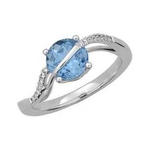 Grab Your Favorite Jewelry At The Lowest Prices CHATHAM LAB GROWN AQUAMARINE AND DIAMOND RING