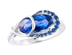 Last Chance To Grab Your Favorite Jewelry At A Discount CHATHAM LAB GROWN OVAL CUT SAPPHIRE AND DIAMOND RING