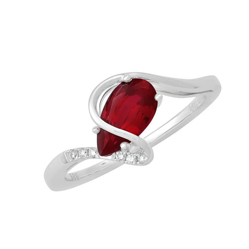 Exclusive Jewelry Offers – Sparkle For Less CHATHAM LAB GROWN PEAR CUT RUBY AND DIAMOND RING