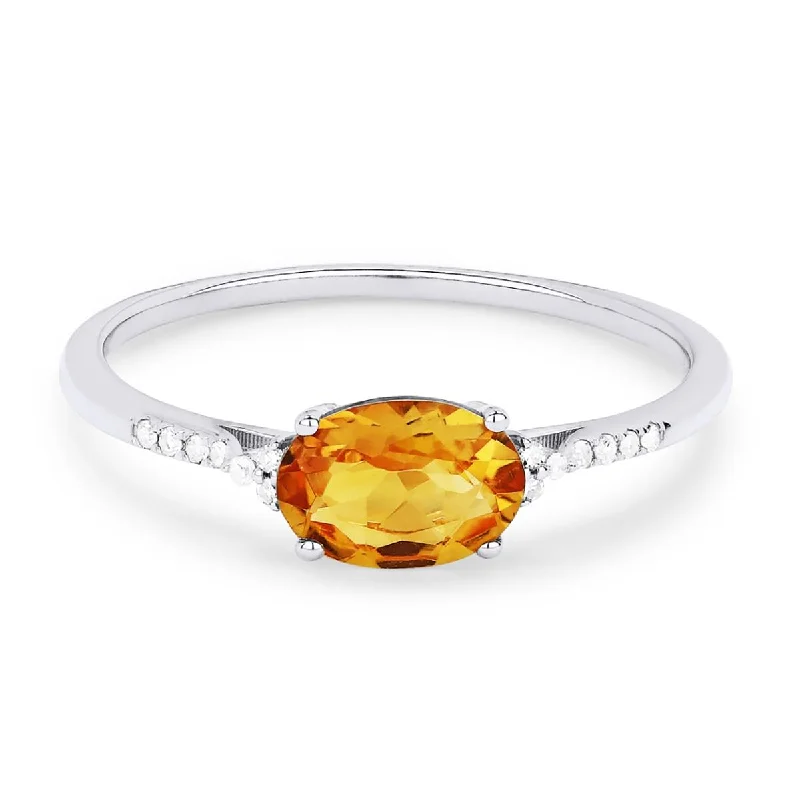 Timeless Elegance Now At Special Discounts OVAL CUT CITRINE AND DIAMOND RING, .04 CT TW