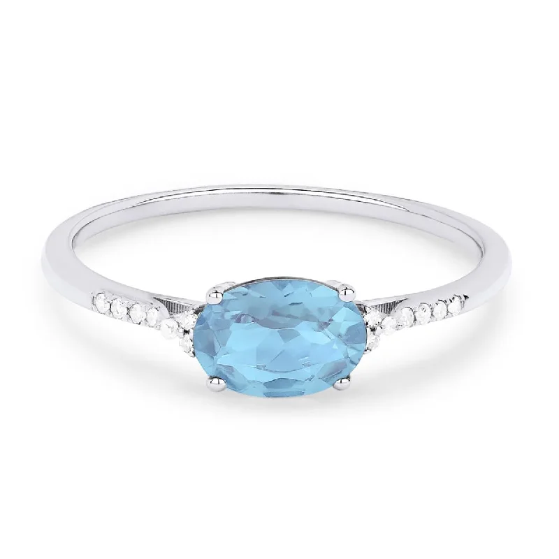 Best Jewelry Deals – Premium Quality At Exclusive Discounts OVAL CUT BLUE TOPAZ AND DIAMOND RING, .04 CT TW