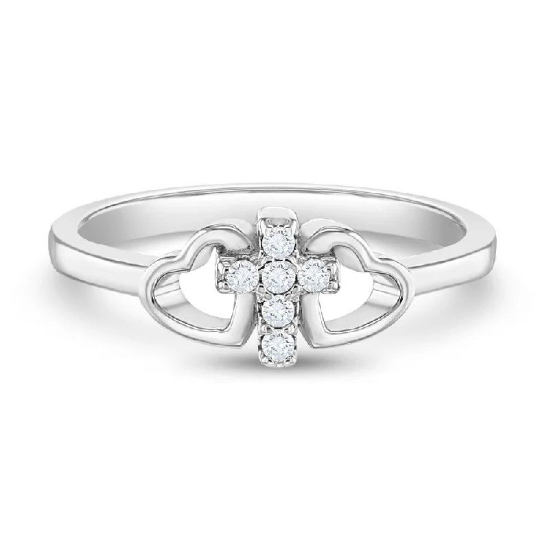 Exclusive Jewelry Sale Event – Shop Now CZ Cross & Hearts Size 2-5 Baby / Toddler / Kids Ring Religious - Sterling Silver