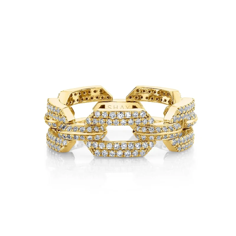 Modern Statement Jewelry For Bold Styling Sophisticated Style Offers DIAMOND PAVE DOME FLAT LINK RING